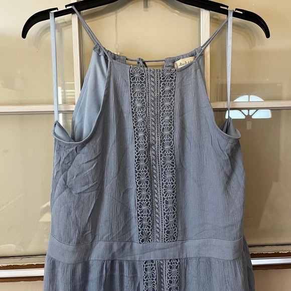 Altar'd State Dusty Blue Halter Maxi Dress Small Crochet Lined Boho Beachy - Picture 5 of 7